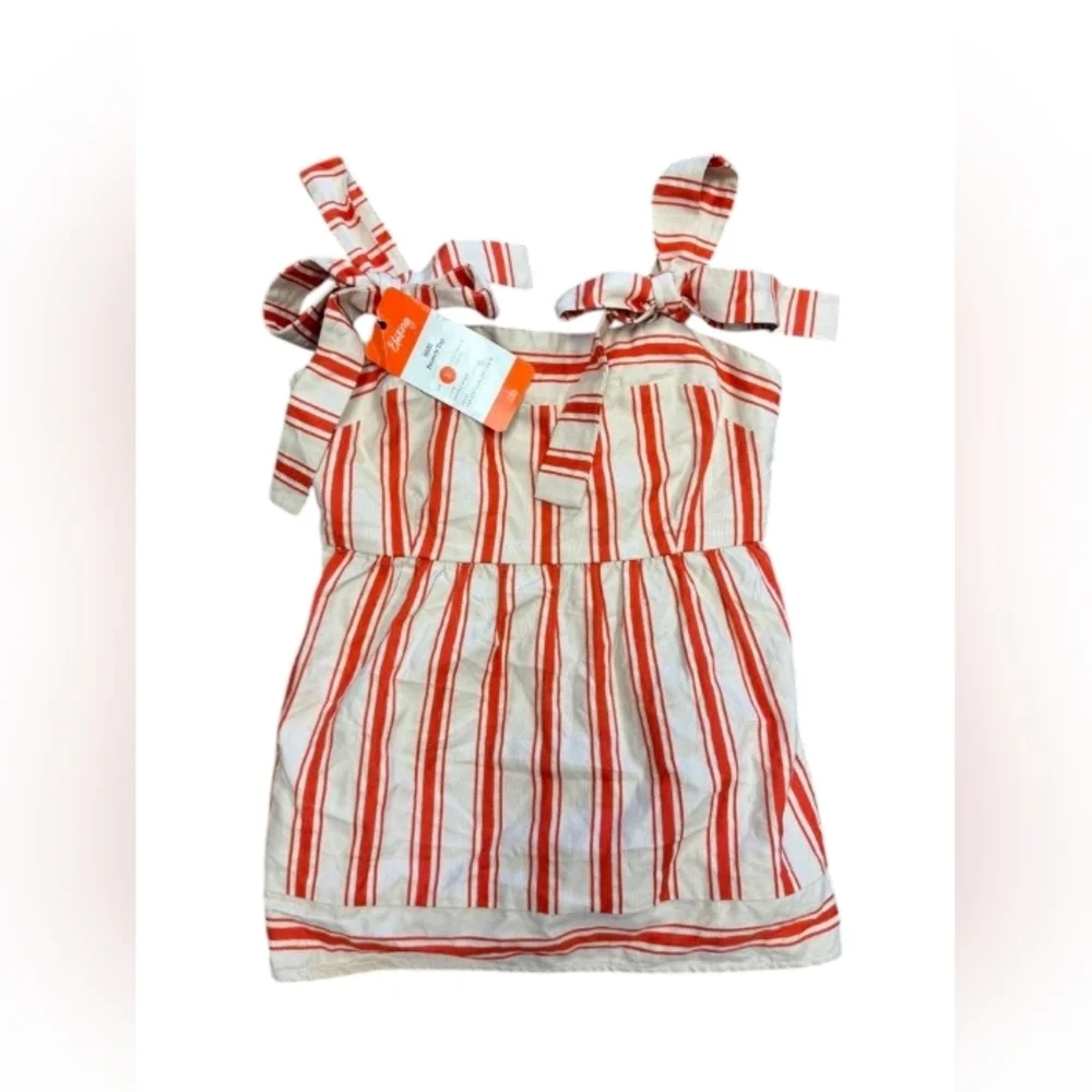 Cabi NWT Brunch Top Orange/Creme Size Small Linen Blend - Picture 5 of 12